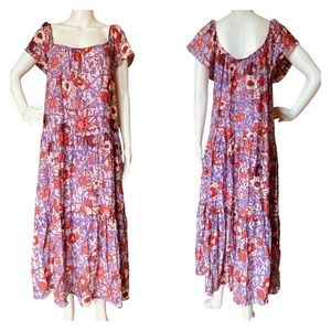 NEW Knox Rose Floral Print Tiered Ruffle Maxi Dress Size Large